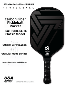 Sinsham T700 Carbon Fiber Pickleball Paddle USA Certified Matte 16mm Thick Heat Pressed Integrated Design High End Competition Series