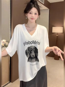 BINKAFENNY | Fashionable Youthful Print V-Neck Short Sleeve T-Shirt