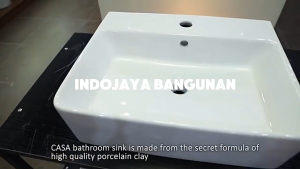 Wastafel Cantik Keramik Putih Hitam Meja atau Gantung : Putih Bulat  Oval  Kotak