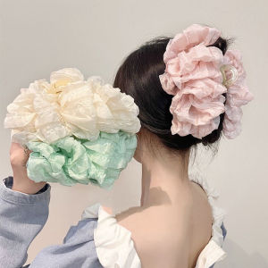 New Elegant Fabric Large Bubble Hair Clip for Women's Sense of Luxury Ponytail Shark Clip Fashion Girl Hair Accessory