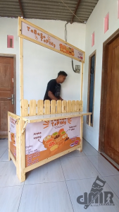 Booth Portable Gerobak Stand Meja Lipat Jualan Event Desk Full Kayu Display Sayap Bongkar Pasang
