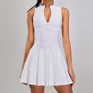 QYUED | European Style Half Zip Naked Feel Separable Sports Dress Anti Peeping