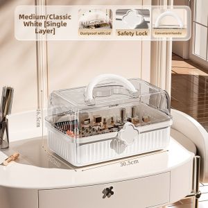 MEIZHUFU | High-end Cosmetic Storage Box Dust-proof for Desk Art Supplies and Nail Tools