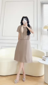 [MUA 2 GIẢM 25K] Set lẻ Áo kiểu thêu cổ thời trang GUMAC LAF0913 - Chân váy nữ form A thời trang GUMAC LVF0917