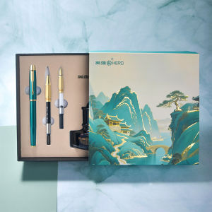 Hero | Hero Pen 1802 Gift Box Set - Classic Fountain Pen Ink & Case Premium Business Writing Set Ideal Gift for Professionals