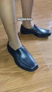 New Arrival Back To School Pure Black Boys Slip On School Shoes Non Slip Anti Skid Waterproof Durable Kids Student Footwear 25-35