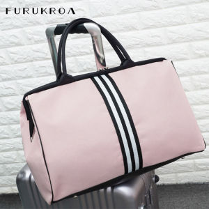 Women Overnight Weekend Fitness Bag Ladies Stripe Yaga Gym Big Travel Bag Light Men Foldable Outdoor Bags