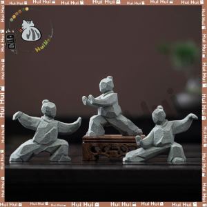 Sanrio | Tai Chi Kung Fu Figure Ornament Chinese Style 3D Printing Grey Decorative Craft Home Desktop Tea Table Tea Pet Decor