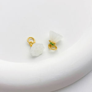 Handmade DIY 18K Matte Gold Faux Jade Gourd Lotus Pod Safe Lock Pendant Necklace Bracelet Jewelry Charm Alloy Cross Chain