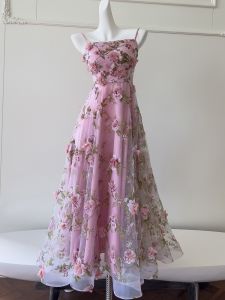 Elegant Pink Floral Embellished Off-Shoulder Gown Heavy Embroidery Lace Overlay Long Evening Dress for Women Adult Ceremony