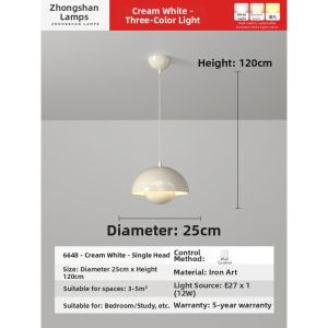 yishujia office | Modern Minimalist Creamy Style Long Stem Flower Bud Single Head Pendant Light