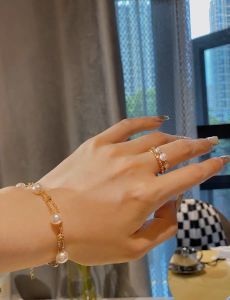 Montagne Jewelry 18k Pure Gold Bracelets Fashion Design Fine Jewellery Natural 5-6mm White Pearl Bracelet Charms Cuff