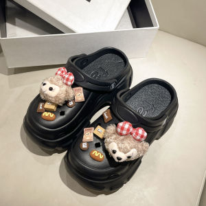 Womens Summer Outdoor Wear Anti-Slip Deodorant Thick Bottom EVA Headed Clog Shoes Flat Heel Platform Slippers Korean Style