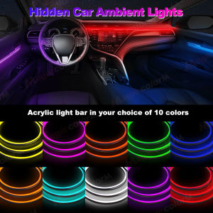 1.1M EL Wire Neon Ambient Light Car Interior Dashboard LED Decorative Lamp Universal DIY Flexible Hidden Cuttable Acrylic Strip