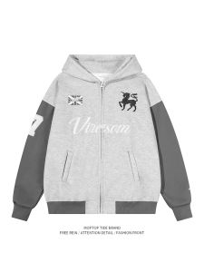 เสื้อแจ็คเก็ตสเวตเตอร์มีฮู้ดแฟชั่นสำหรับผู้ชาย ฤดูใบไม้ร่วง/ฤดูหนาว เสื้อสเวตเตอร์มีซิป แจ็คเก็ตสปอร์ตอเนกประสงค์สำหรับนักเรียนและเยาวชน