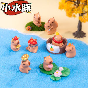 สร้างสรรค์ น่ารัก ตุ๊กตาควายน้ำขนาดเล็ก ตกแต่งสัตว์ประดับโต๊ะ วัสดุพลาสติก ตกแต่งสวนขนาดเล็ก งานฝีมือ DIY