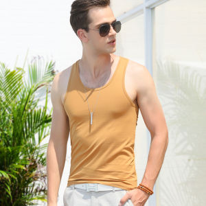 Mens Pure Cotton Sport Vest Breathable Elastic Slim Fit Workout Tank Top Large Size Summer Casual round Neck Sweat Vest