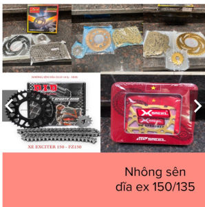 nhong sên dĩa nhông xích xe exciter 150 did bộ nhông sên đĩa dia nsd dĩa Exciter ex 150 135 5 số 2010