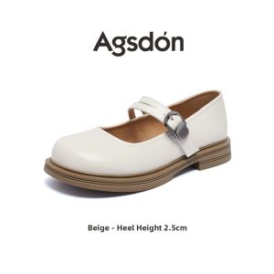 Agsdon | French Style Low Cut Thick Soled Height Increasing Mary Jane Shoes Block Heel