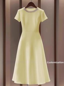 French Elegant Lady Style Small Fragrance Wind Dress Women Summer Goddess Formal Occasion Elegant Ball A-Line Skirt Dress