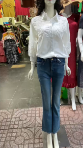 Quần Jeans nữ ống Bass thiết kế đơn giản thanh lịch