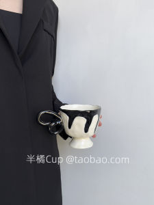 Luxury High Legged Mug Tea Time Coffee Cup Mid-Aged Style Afternoon Tea Water Cup Hand-Painted Ceramic Cup Fresh Style Ins Style