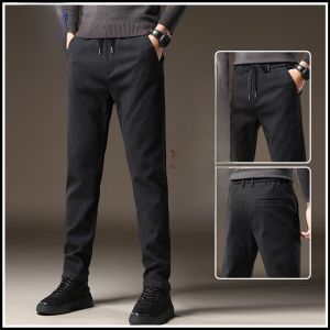 ROMON | Romon Mens Casual Pants Spring Summer Loose Straight Thin Fashion Business Brushed Elastic Iron Free Long Trousers