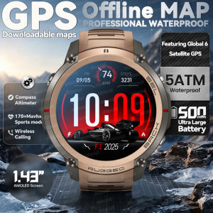 GUHUAVMI | Đồng Hồ Thông Minh GPS 6 Sao Mới 2026 Màn Hình AMLED HD 1.43 Inch Hỗ Trợ Gọi Bluetooth Chống Nước 5ATM Vòng Đeo Tay Thể Dục Với Bản Đồ Ngoại Tuyến & Nhiều Cảm Biến