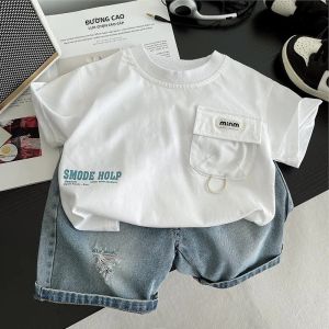 Trẻ Sơ Sinh Mùa Hè Bé Trai 2 Cái/bộ Áo Thun Quần Short Quần Áo Tập Đi Cho Bé Gái Trang Phục Trẻ Em Tracksuits Cotton Polyester Pha Trộn