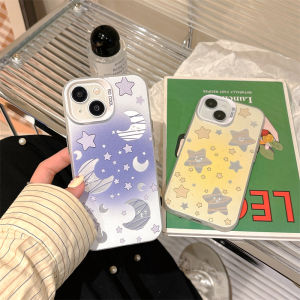 Ins Style Star Moon Phone Case for iPhone 16 pro Max Apple 15 pro Personalized 14 plus Color Silver Hard 13 Large Hole 12 Anti-Fall 11/XR Couple High-End 7/8 Women