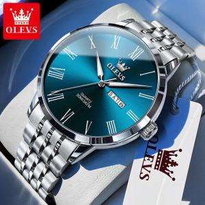 OLEVS Watch For Men Waterproof Original 2025 New Roman Dial Design Business Casual Stainless Steel Dual Calendar Luminous