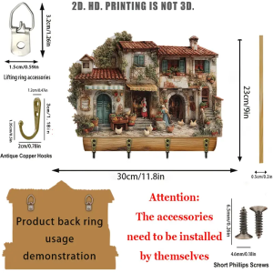 1PCS Rural Cottage Wooden Living Room Decoration Storage Hook Is Also Used For Wall Decoration Room Decoration Festival Decora