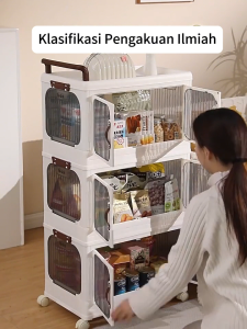 【Arfex】Lemari Plastik Lipat 2-5 Susun dengan Roda | Rak Serbaguna Transparan Kapasitas Besar Organizer Hemat Ruang