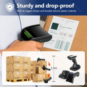 Mini Barcode Scanner QR Code Wireless 2D Barcode Reader Plug and Play With Charging Base