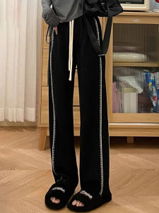 High Waist Straight Leg Sports Pants Womens Black Casual Trousers plus Size Summer Autumn Fashion Slimming Drapey Wide Leg