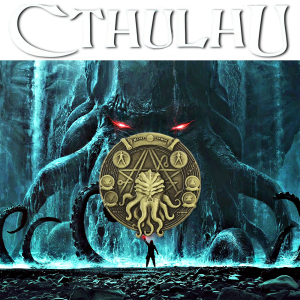 Cthulhu Pentagram Coin Keychain HP-Lovecraft Necronomicon Sigil Coin Kraken Coin Vintage Metal Accessories Gifts