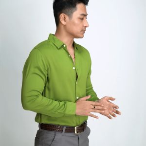 VENGOZ Kemeja Pria Slimfit - Viscose Olive Green