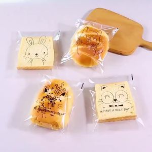 50Pcs Transparent Biscuit Bags 15x18cm(6x7in) Self-adhesiveClear Plastic Candy Gift Bags Cookies Toast Jewelry Packaging