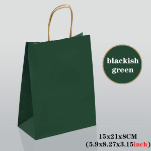 Wholesale 10/30/50pcs Dark Green Paper Bag A5 15x21CM Reticule Wedding Halloween Christmas Festival Party Candy Shopping Bag