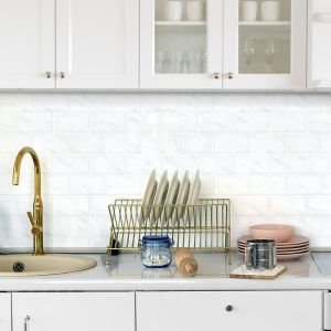 MILLZA 3D Kitchen Wallpaper DIY Wall Tiles Sticker Waterproof 12x12in Self-Adhesive Luxury Peel and Stick Tile Backsplash For Bathroom