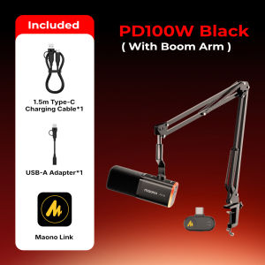 MAONO | MAONO PD100W USB Wireless Dynamic Microphone Cardioid Mic 50m Range One-Touch Noise Reduction RGB for PC Gaming Live Streaming