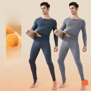 MiiOW | Bộ đồ lót giữ nhiệt cho nam MiiOW Catman Quần áo giữ nhiệt mùa đông Quần lót dài tay cổ tròn màu trơn Dệt kim Polyester