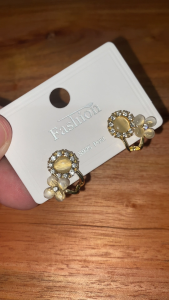 Petal Glow Crystal Earrings A367 | Gold Plated Korean Charm