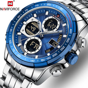 NAVIFORCE Top Luxury Brand Mens Watch Fashion Waterproof Sport Chrono Dual Display Quartz Watch Alarm Watch Business Men Watch