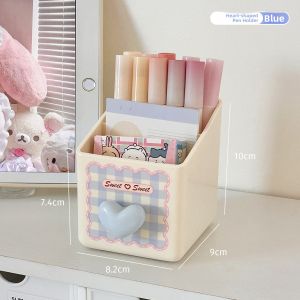 Cute Desktop Organizer Box Office Supplies Student Creative Multi-Functional Stationery Pen Holder Storage Box Square Shape
