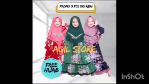 GAMIS ANAK TERBARU MOTIF BUNGA SAKURA 2025.GRATIS HIJAB