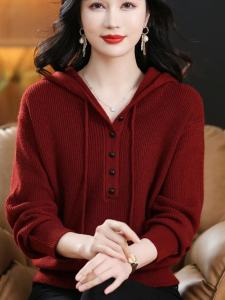 เสื้อสเวตเตอร์ถักคอวีผ้าขนสัตว์สำหรับผู้หญิง ฤดูใบไม้ร่วง/ฤดูหนาว 2025 ทรงหลวม แฟชั่น ใส่ได้หลายแบบ อบอุ่น แขนยาว ปกติ