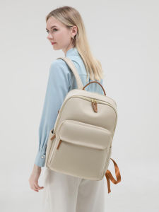 Womens Casual Oxford Cloth Backpack Large Capacity Travel Laptop Bag Double Shoulder Bag Simple Style Commuting Computer Bag