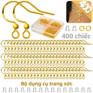400 Chiếc Bông Tai Bạc 925 Không Gây Dị Ứng Fishhooks Với Vòng Nhảy & Mặt Sau Tự Làm Đồ Trang Sức Làm Vật Dụng