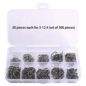 500PCS Fishing Hooks Set High Carbon Steel Sharp Durable Barbed Fishhook Rock Fishing Gear Tackle Equipment Accessories with bo